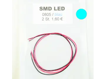 2 x SMD LED blau / 0805 / bedrahtet